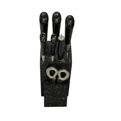 7-PIECE PROFESSIONAL KNIFE SET – DURABLE STEEL, EASY-CLEAN SPECKLED BLOCK - BLACK