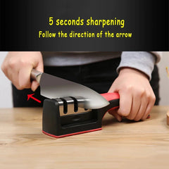 3-in-1 Knife Sharpener With Fruit And Meat Knife Peeler.3-Stage Diamond Coated Knife Sharpener,Kitchen Helper Three-piece Knife Sharpener Set With a Knife Ceramic peeler