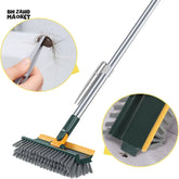 4-IN-1 BATHROOM CLEANING TOOL – LONG HANDLE FLOOR SCRUBBER WITH GROUT BRUSH & SQUEEGEE