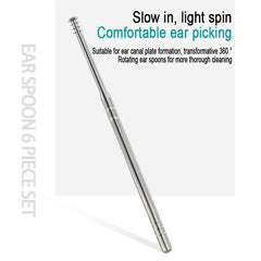 6Pcs Stainless Steel Ear Cleaner Set – Ear Wax Removal Curette Kit with Pickers & Spoon Tools