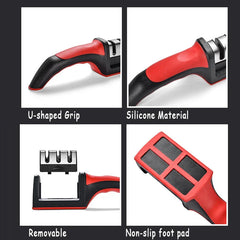 3-in-1 Knife Sharpener With Fruit And Meat Knife Peeler.3-Stage Diamond Coated Knife Sharpener,Kitchen Helper Three-piece Knife Sharpener Set With a Knife Ceramic peeler