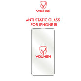 YOUKSH Apple iPhone 15 Anti Static Clear Glass Protector With YOUKSH Installation Kit