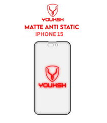 YOUKSH Apple iPhone 15 Anti Static Clear Glass Protector With YOUKSH Installation Kit