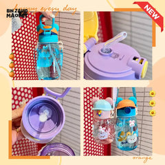 CHILDREN STRAW WATER BOTTLE  550ML – PORTABLE PLASTIC CUP FOR SCHOOL