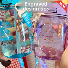 CHILDREN STRAW WATER BOTTLE  550ML – PORTABLE PLASTIC CUP FOR SCHOOL