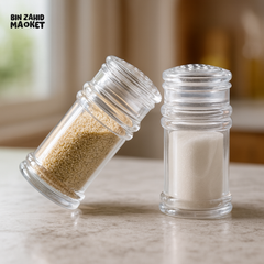 CLEAR ACRYLIC SALT & PEPPER SHAKER 1-PIECE – TRANSPARENT CYLINDRICAL