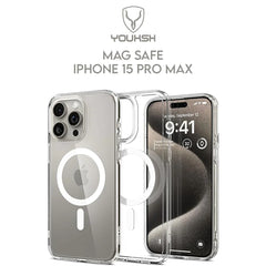 YOUKSH Apple iPhone 15 Pro Max Mag Safe Transparent Case | Soft Shock Proof Jelly Cover