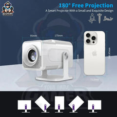 Android Projector + Built-in Gaming Console | 2 Wireless Controllers + Voice Remote | HCS350 MAX