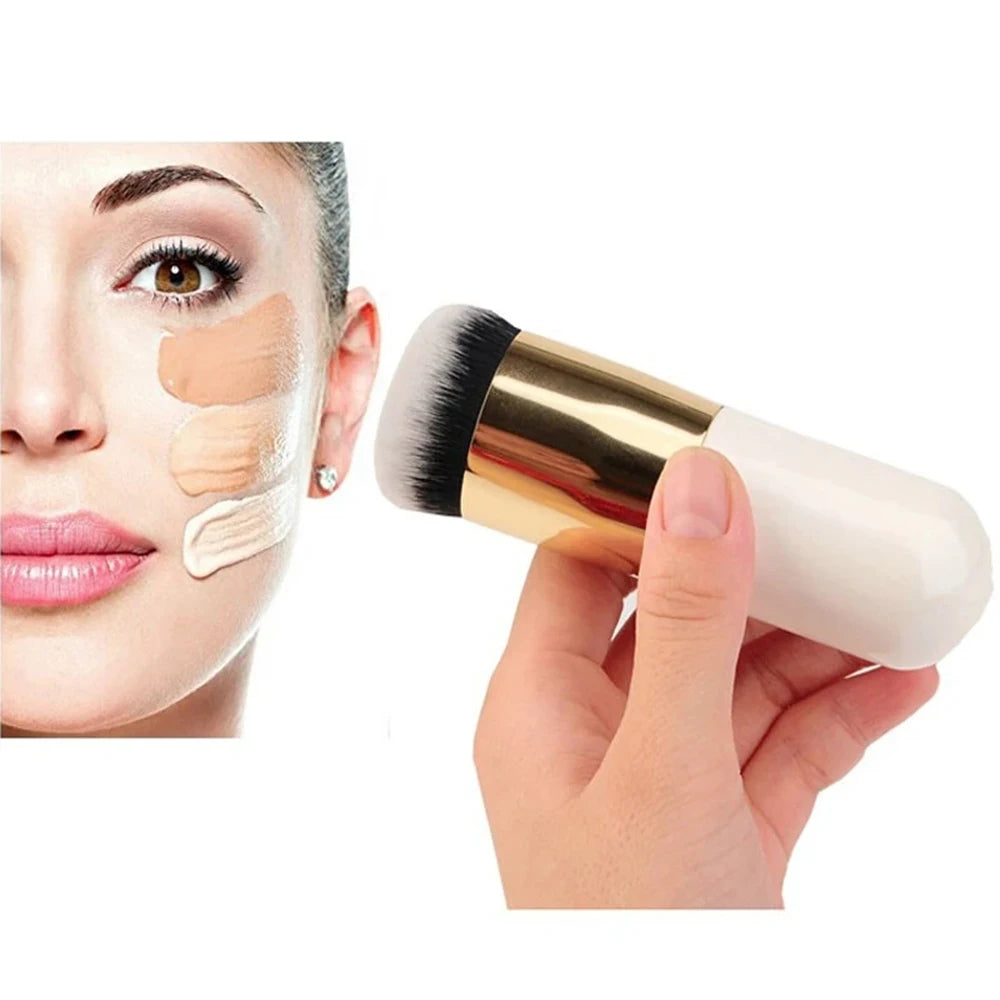 1Pc Chubby Pier Foundation Brush | Flat Cream Makeup Brush For Professional Cosmetic Blending, Contouring, And Smooth Makeup Application