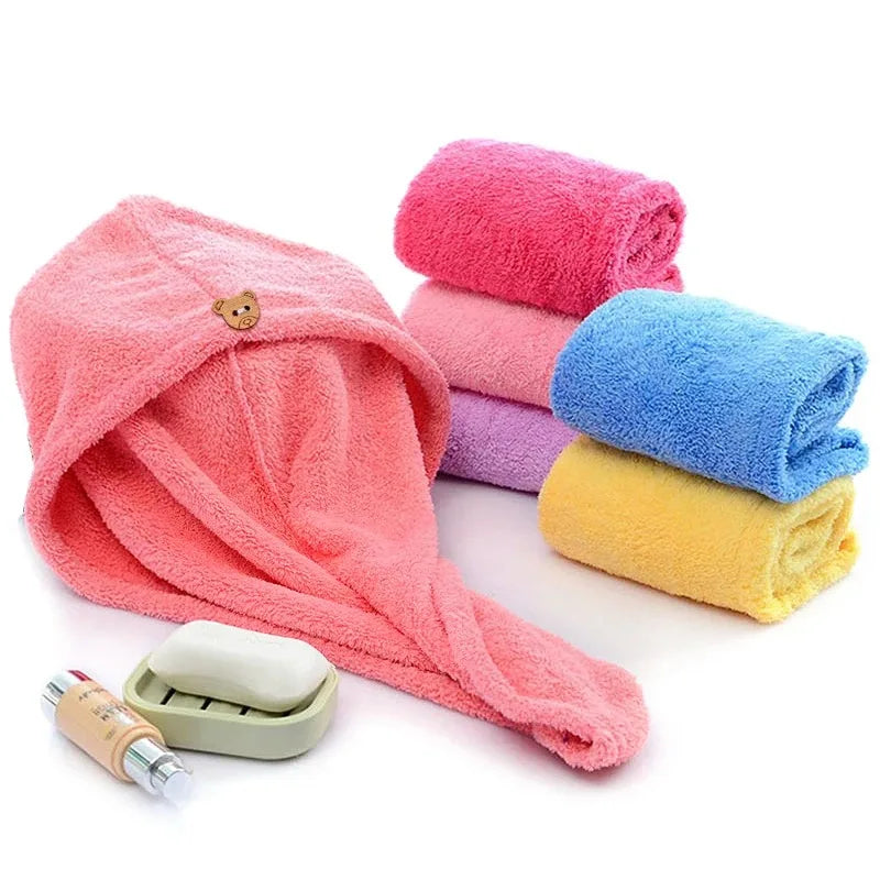Hair Drying Towel Cap – Quick Dry, Soft & Absorbent Turban Wrap for Women | Anti-Frizz Hair Wrap Towel for Bathroom & Salon Use