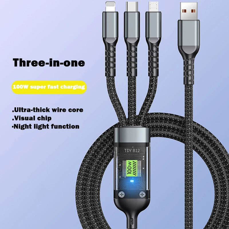 3-in-1 Charge & Sync Cable | Fast Charging + Data Transfer + Multi-Device Compatibility