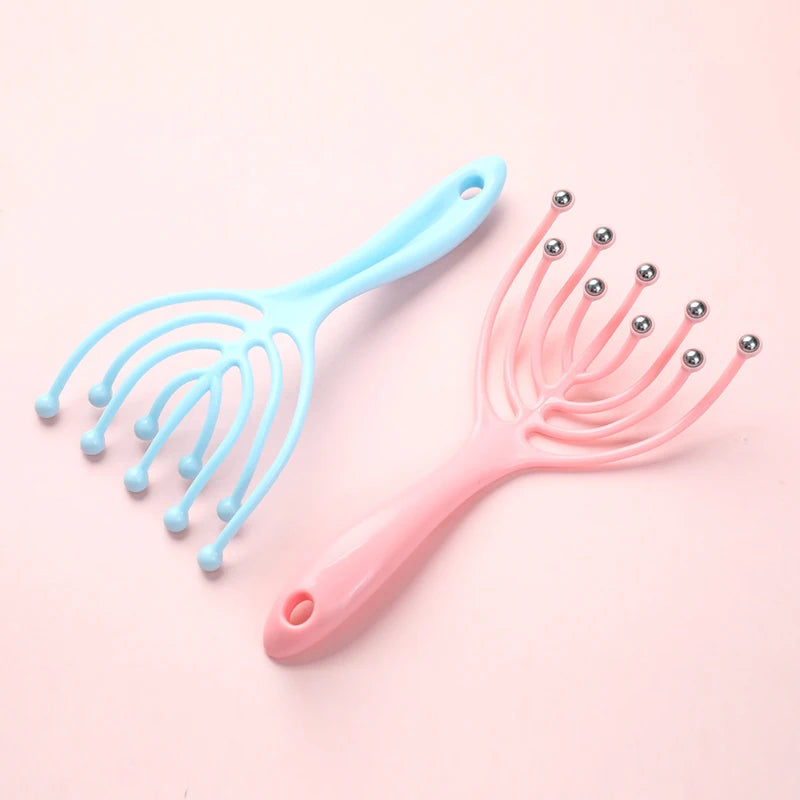 Head Massager Comb Exercise balls Roller Scalp Hand Held Scalp Reduce Stress Fatigue Relax Blood Circulation (random color)