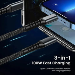 3-in-1 Charge & Sync Cable | Fast Charging + Data Transfer + Multi-Device Compatibility