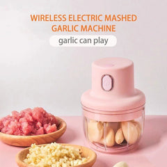 250ml Pink Usb Wireless Electric Garlic Masher Sturdy Press Mincer Vegetable