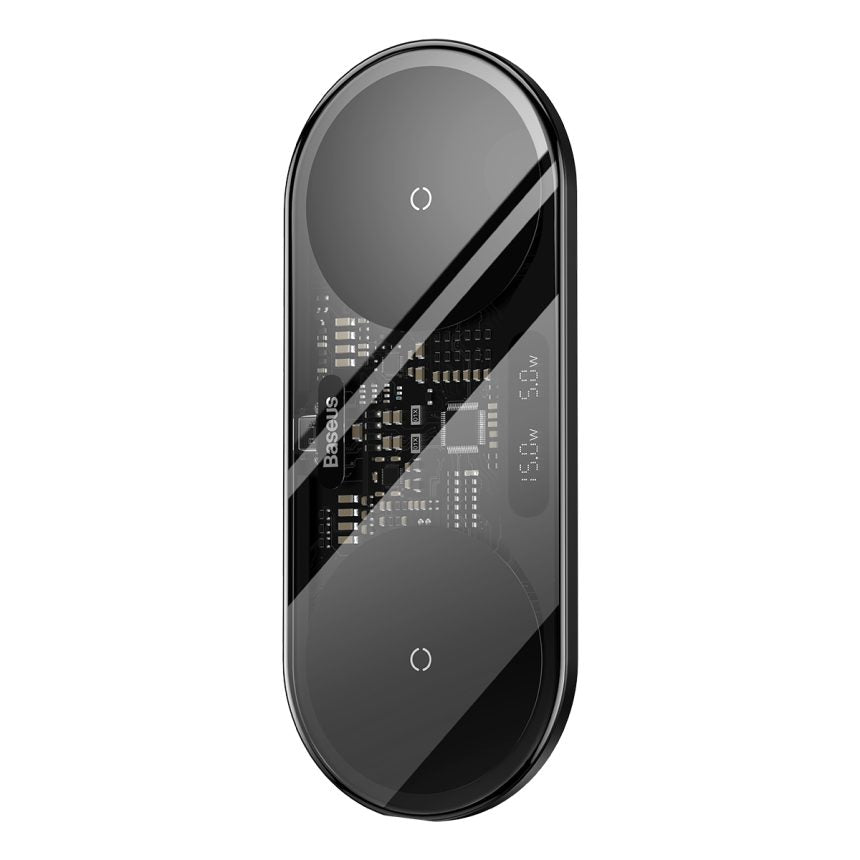 Baseus Digital LED Display 2 in 1 Wireless Charger 20W With Adaptor Black