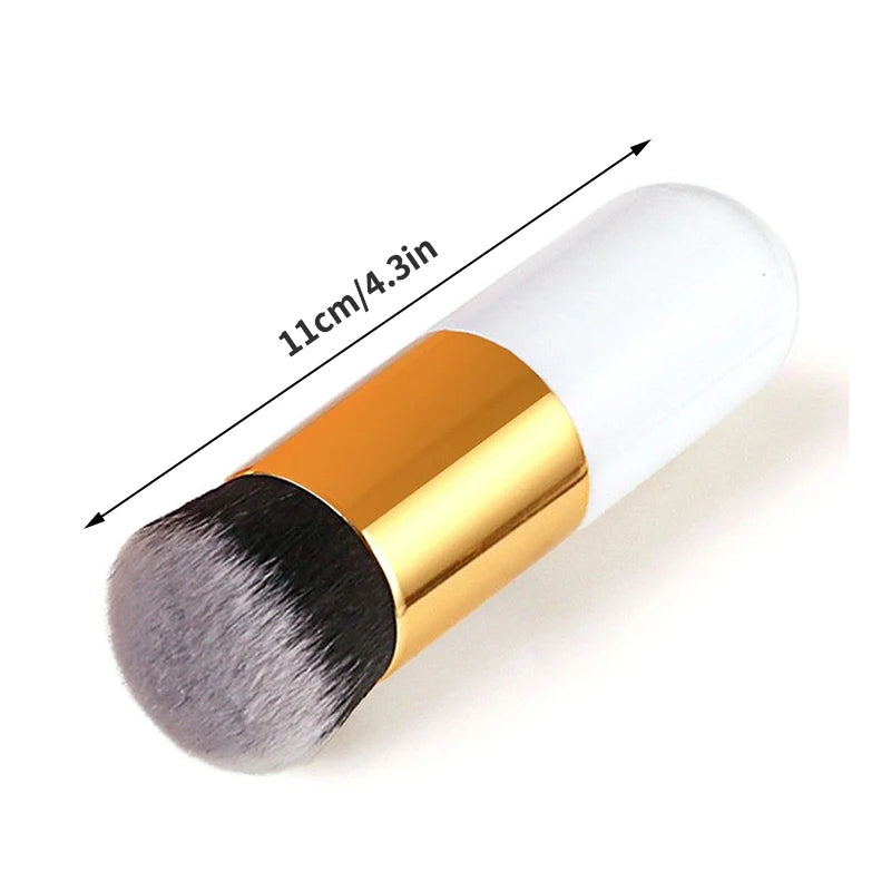 1Pc Chubby Pier Foundation Brush | Flat Cream Makeup Brush For Professional Cosmetic Blending, Contouring, And Smooth Makeup Application