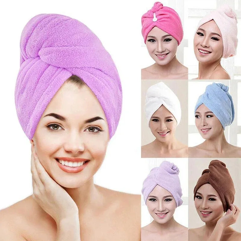 Hair Drying Towel Cap – Quick Dry, Soft & Absorbent Turban Wrap for Women | Anti-Frizz Hair Wrap Towel for Bathroom & Salon Use