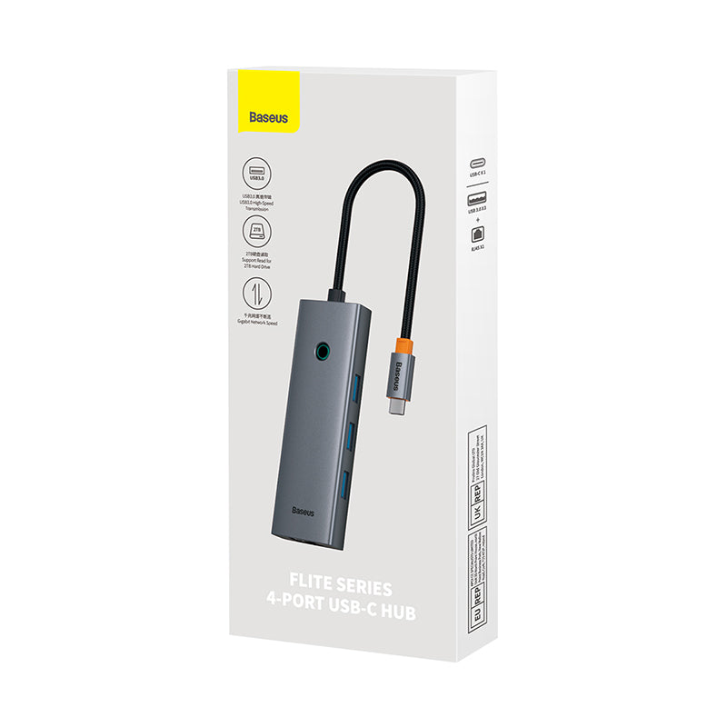 Baseus Flite Series 4-Port HUB (Type-C to USB3.0*3+RJ45*1）