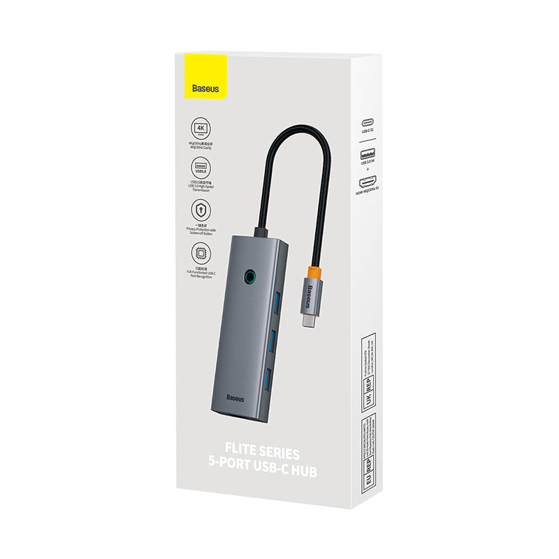Baseus Flite Series 5-Port HUB Docking Station (HDMI4K@30Hz*1+USB 3.0*4)