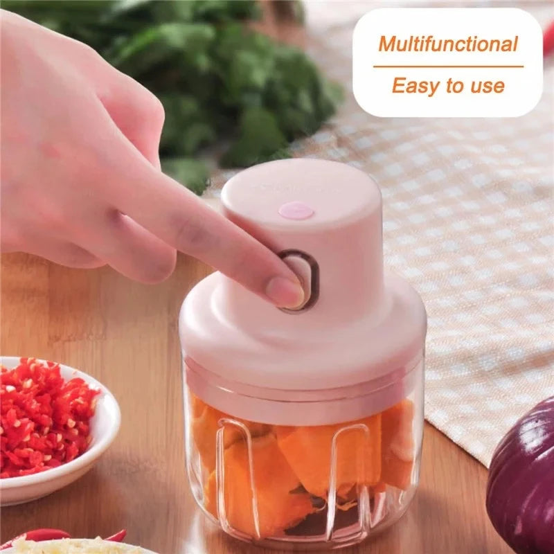 250ml Pink Usb Wireless Electric Garlic Masher Sturdy Press Mincer Vegetable